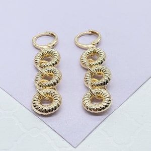 18k Gold Filled Dangling Croissant Wheel Earrings