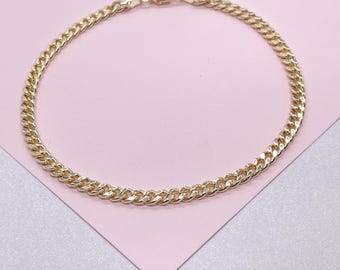 4mm 18k Gold Filled Plain Miami Cuban Link Anklet, Curb Link,  Supplies