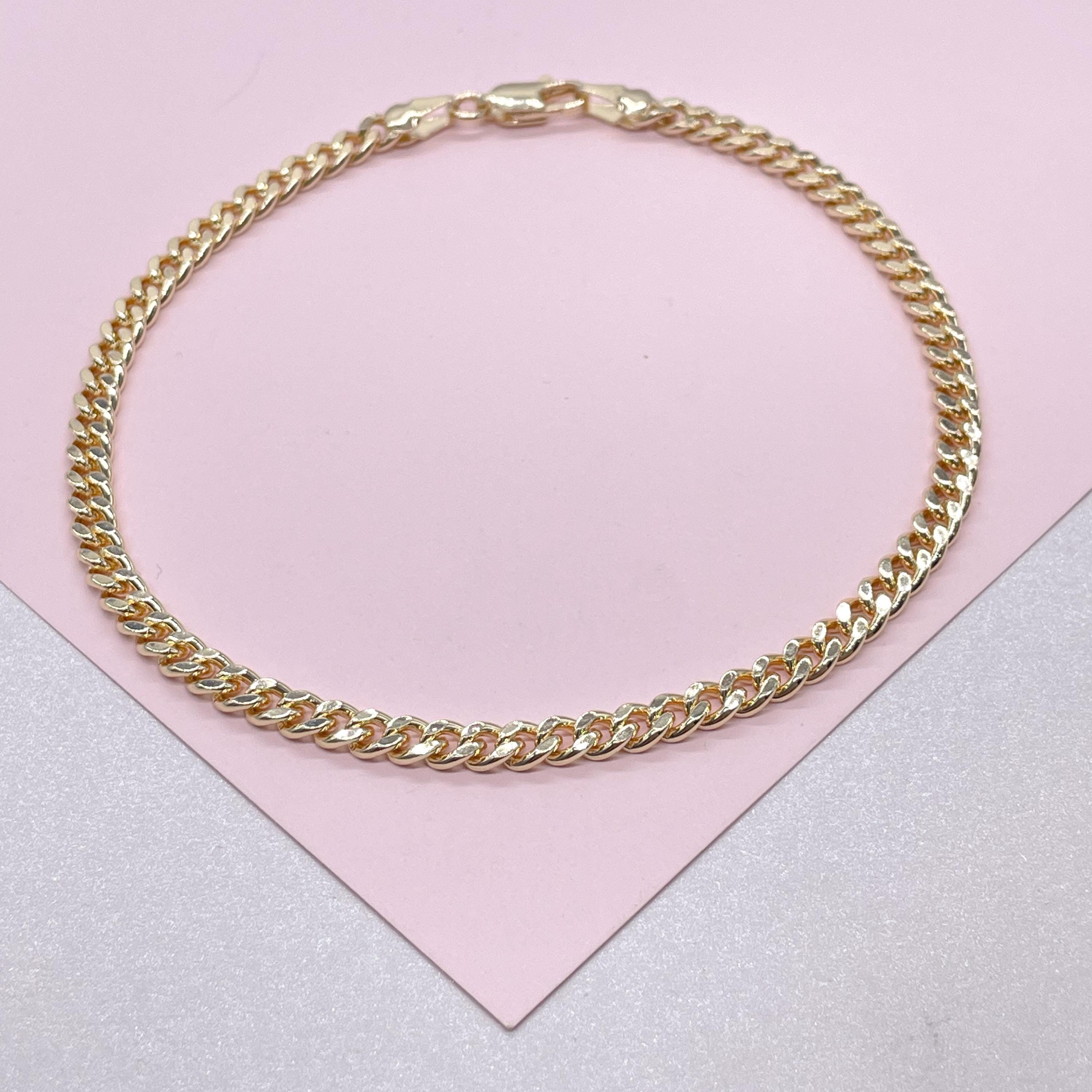 Anklet with Pink and Yellow Cubic Zirconia Nontarnish Sterling Silver Anklet with Pink and Yellow Cubic Zirconia Nontarnish Sterling Silver