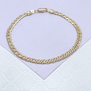 18k Gold Filled 4mm Unisex Smooth Double Cuban Link Bracelet