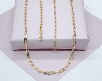 18k Gold Filled Paper Clip Chain 4mm Necklace, Thick Layering Piece, Made for her, Minimalistic Piece.
