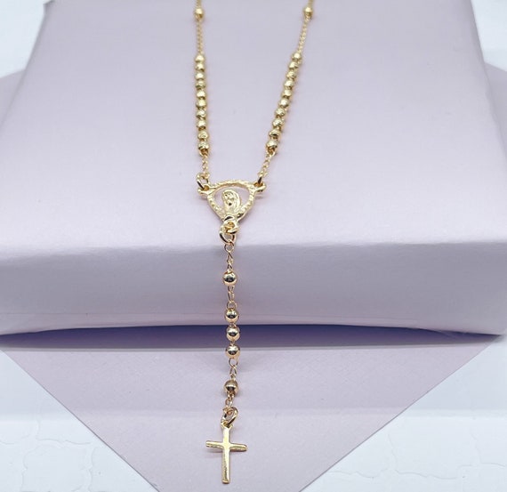 18k Gold Filled Dainty Bead Fashion Rosary Necklace Etsy Canada