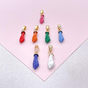 18k Gold Filled 15mm Protection &quot;Figa&quot; Charm In Blue, Red, Black Or White Colors   Gold Pendant Jewelry Making Supplies