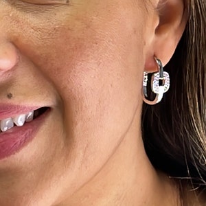 18k Gold Filled Zircon Single Link Earring