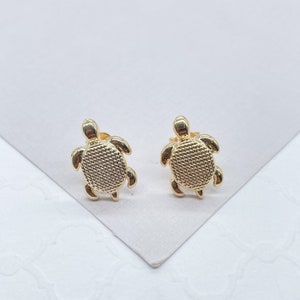 18k Gold Filled Textured Baby Turtle Studs