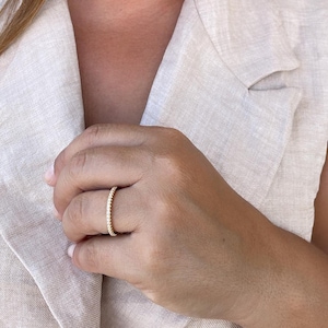 18k Gold Filled Eternity Ring: Dainty CZ Pave Stackable Band