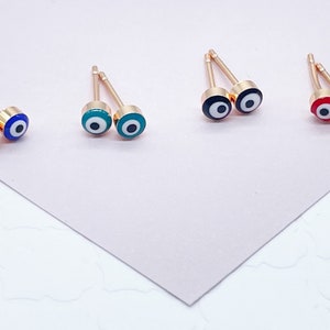 18k Gold Filled Little Dot Evil Eye Stud Earrings Hypoallergenic Jewelry