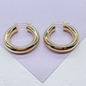 18k Gold Filled 6mm Thick Classic Smooth Hoop Earrings