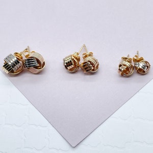 18k Gold Filled Tri Color Love Knot Stud Earrings Sizes Small, Medium And Large   And Jewelry Making Supplies