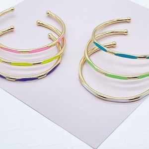18k Gold Filled Colorful Enamel Cuff Bracelet