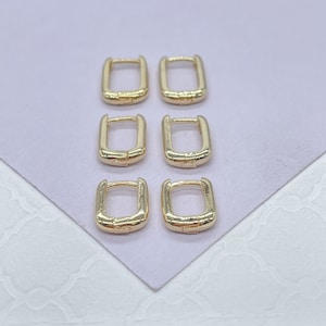 18k Gold Filled schlichte glatte zierliche lange Bar Huggie Hoop Ohrring