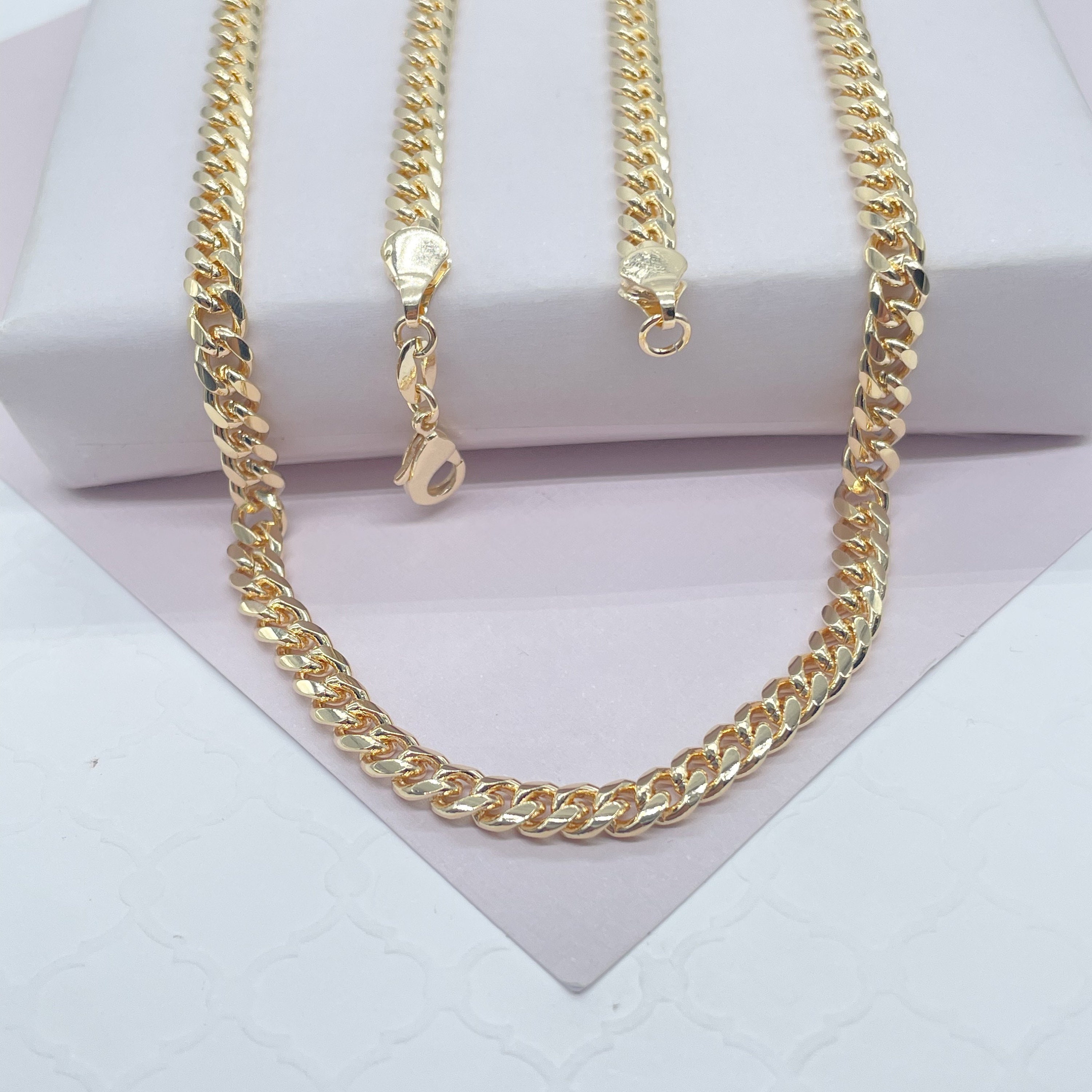 18k Gold Filled 5mm Cuban Link Chain, Wholesale Jewelry