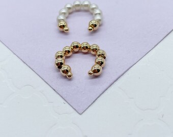 18k Gold Filled Beaded Ear Cuffs in Pearl Gold Bead Styles
