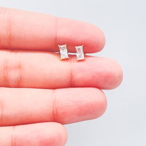 18k GoldFilled Baguette Tiny Stud