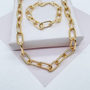 18k Gold Filled 10mm Thick Paper Clip Set necklace and braceletWholesale Jewelry Supplies