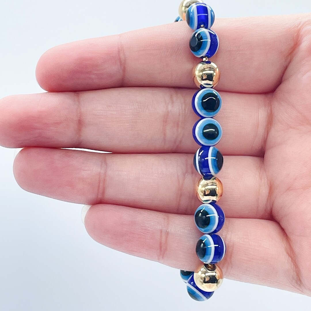 18k Gold Filled Evil Eye Bracelet Adjustable Glass Bead Charm Etsy — free download