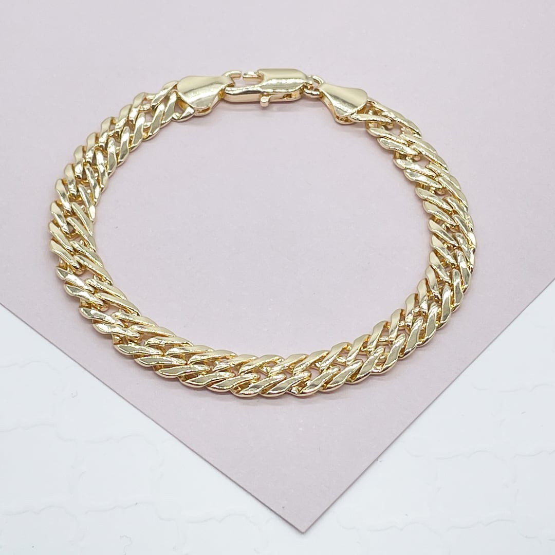 18k Gold Filled Double Cuban Link Bracelet in Available in Size 8