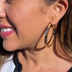 18k Gold Filled Large Sharpe Edged Plain  Hoop EarringsWholesale Jewelry Supplies