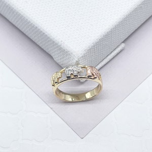 Bagues éléphant tricolores remplies d'or 18 carats en or, argent et or rose, bijoux sacrés