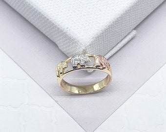 18k Gold Filled Tri-Color Elephant Ring