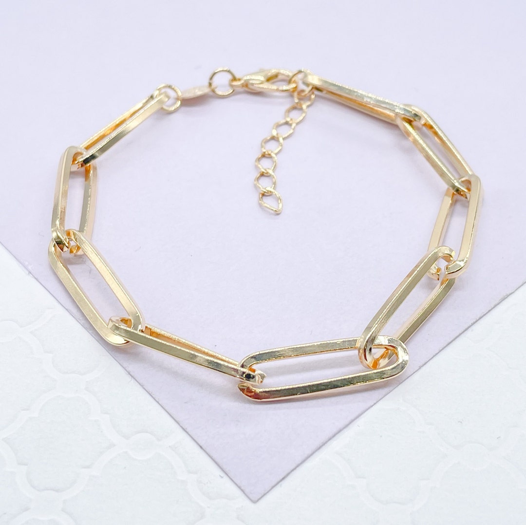 Wholesale 6.5 Paperclip Staple Chain Bracelets 14kt Gold Filled