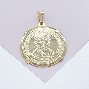 18k Gold Filled 25mm Quarter Round Coin Charm  Gold Pendant Coin Jewelry Supplies, Austrian Francis Joseph Imperator