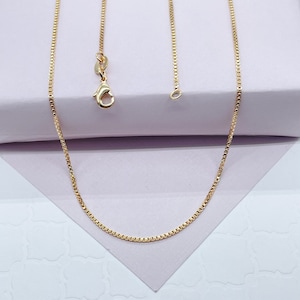 18k Gold Filled Box Chain 1mm Necklace Dainty Jewelry