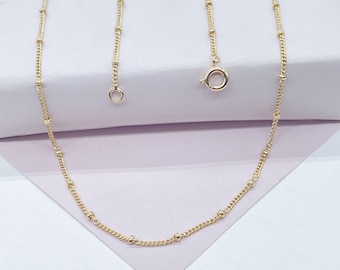 18k Gold Filled 1mm Satellite Chain Featuring Curb Link Style