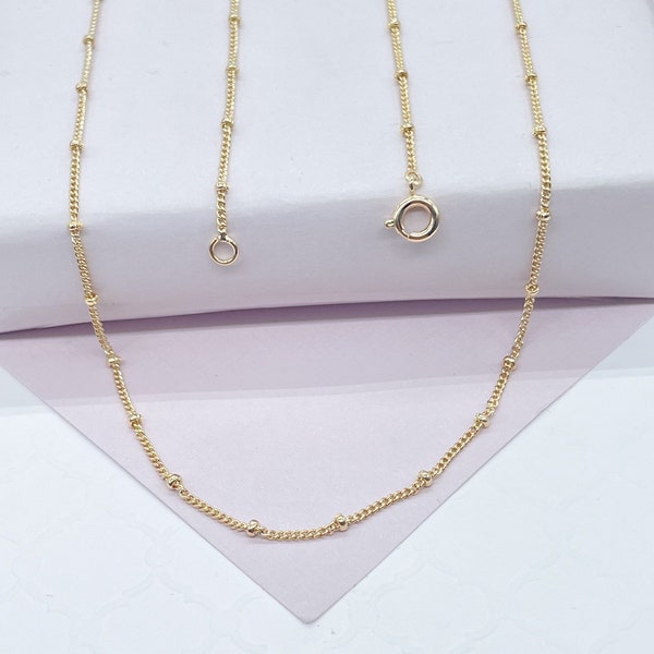 18k Gold Filled 1mm Satellite Chain Featuring Curb Link Style