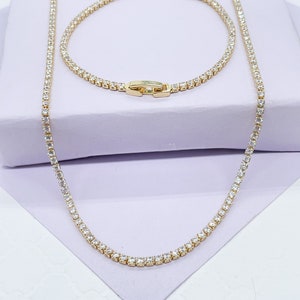 18k Gold Filled Dainty Thin Tennis Chain & Bracelet Sold Separately!
