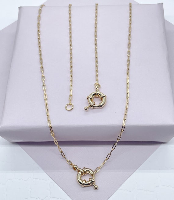18Kゴールドフィルドペーパークリップチェーンネックレス（トグル 
