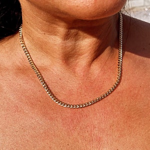 18k Gold Filled Cuban Link Chain Necklace: 4mm Curb Link