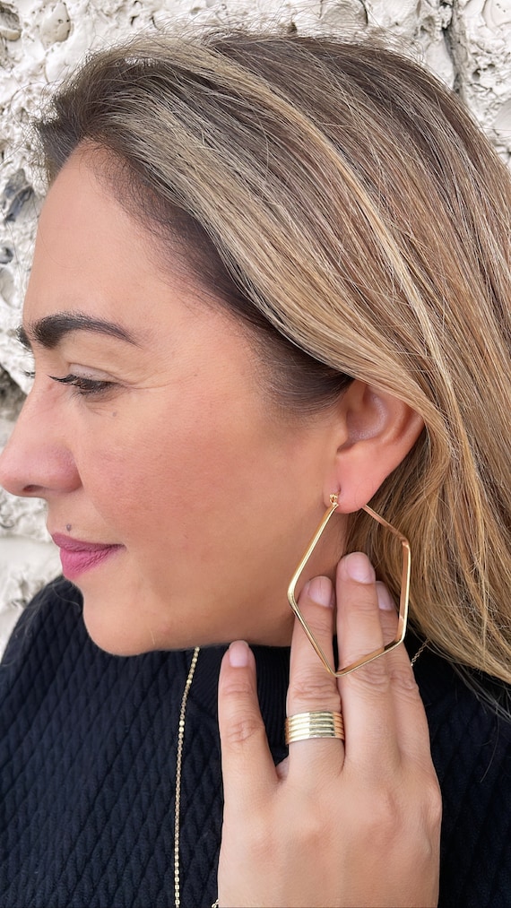 Pentagon hoop earrings best sale