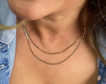 18k Gold Filled Flat Beaded Necklace