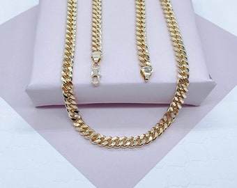 18k Gold Filled 7mm Cuban Link Chain,  Miami Cuban Available Necklace and Bracelet, Gold Curb Chain   And Jewelry Making Supplies