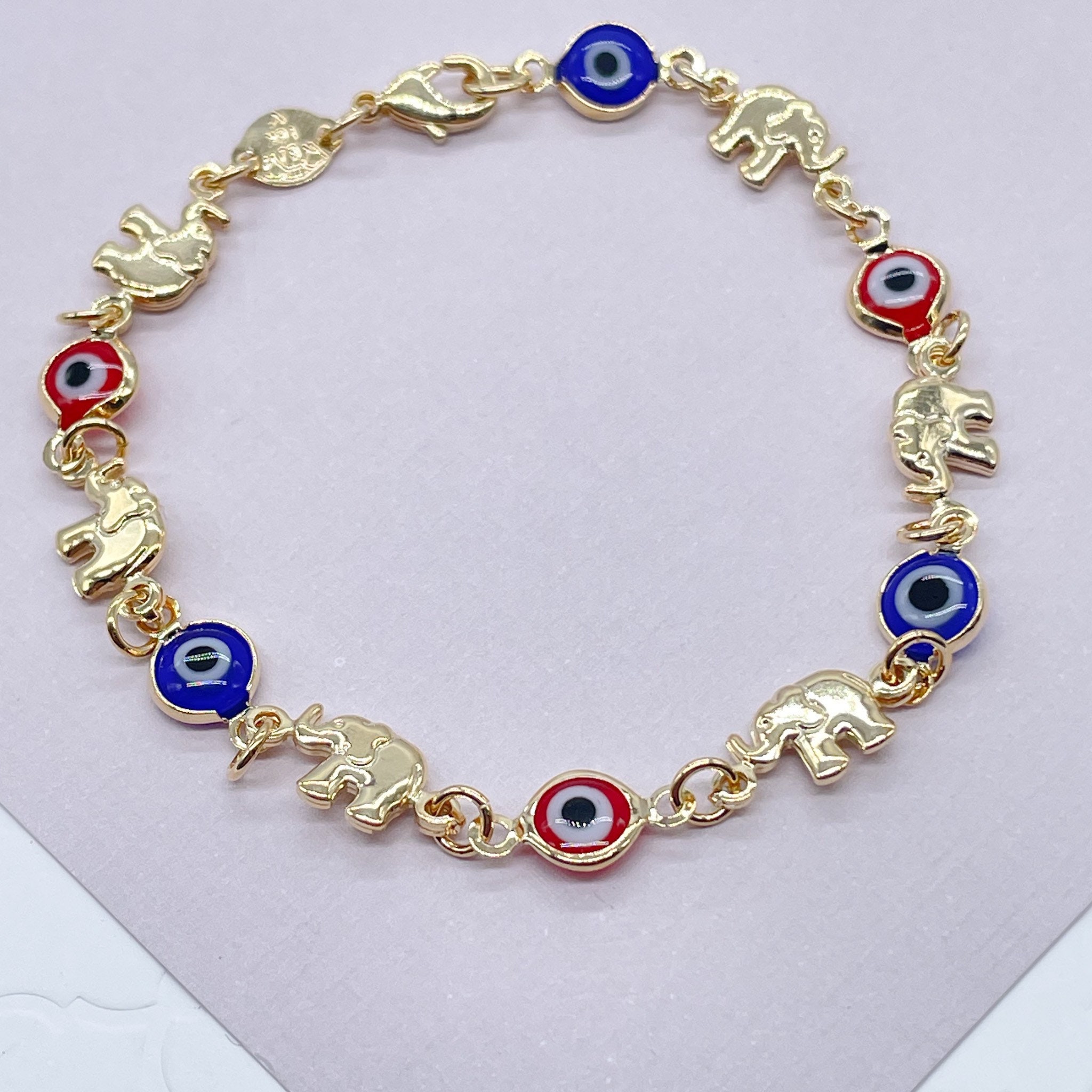 Kate Spade Gold Chain Belt Sz S/M Like Magic Love Evil Eye Moon Elephant Charms Evil Eye Charm Bracelet – Jessica Simpson main image 3