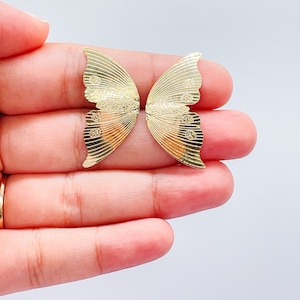 18k Gold Filled Flat Thin Butterfly Wing Earrings