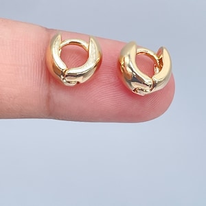 Tiny 18k Gold Filled Small Fat Plain Huggie Clicker Earrings Hypoallergenic 5mm Click Earrings