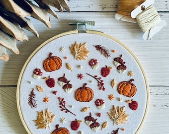 Woodland Embroidery Pattern PDF – Forest Nature Wall Decor
