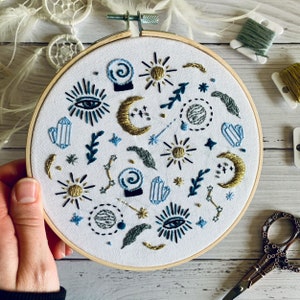 Mystic Embroidery Kit – Cosmic DIY Hand Embroidery Craft with Gold Thread