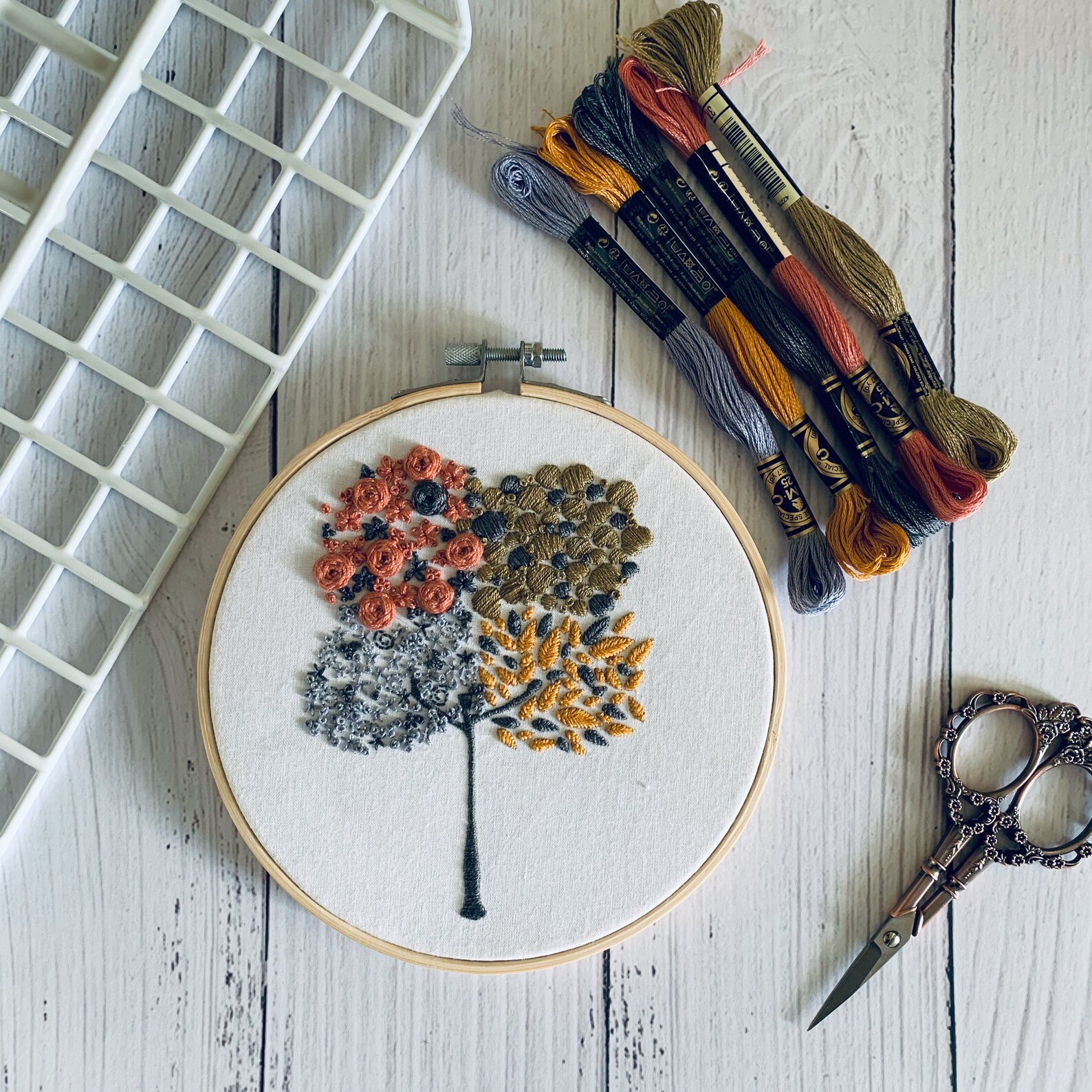 Four Seasons Embroidery Kit. Mindful hand sewing pattern with | Etsy