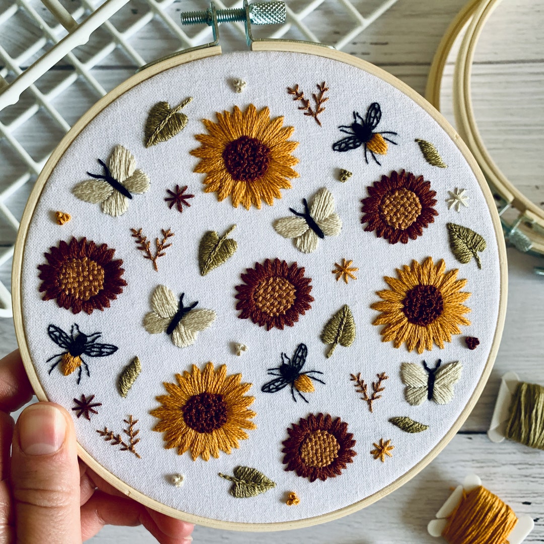 Sunflower Embroidery Kit - DIY Beginner Craft for Relaxation and ...