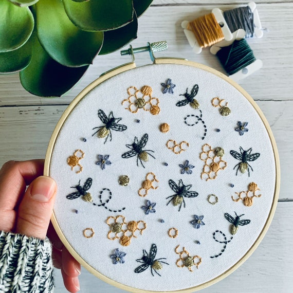 Chalk Embroidery Mini Hoop Ornaments - Sugar Bee Crafts