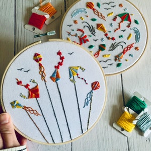 Digital Pattern - Kites Embroidery Patterns. PDF instant download with instructions.
