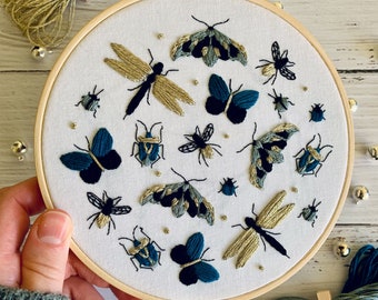 Insect Embroidery Pattern PDF – Garden Bug Hoop Art Design