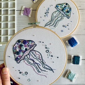 Digital Pattern - Jellyfish Embroidery Pattern. PDF instant download with instructions.