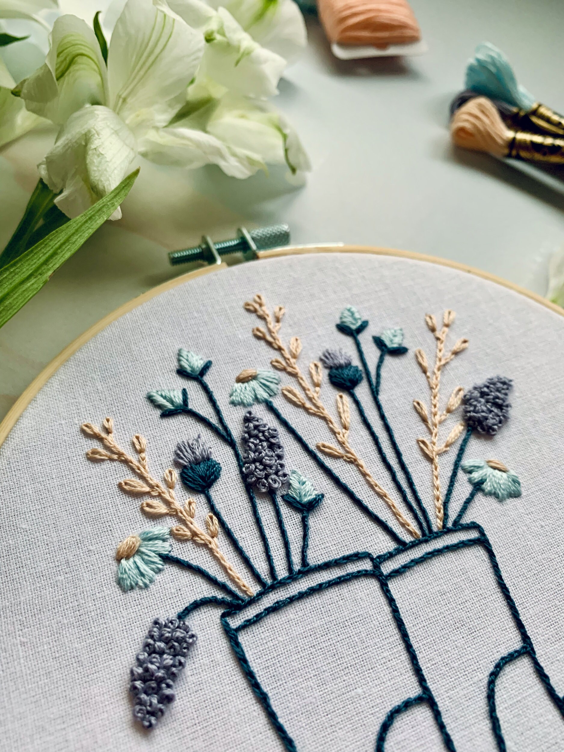 Full Embroidery Kit. Floral Wellington Boots DIY Modern Hoop Etsy