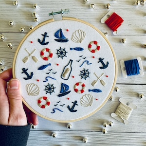 Digital Pattern - Nautical Embroidery Pattern. PDF instant download with instructions.