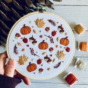 Woodland Embroidery Kit - Mindful Nature Hoop Art for Adults. Autumn/Fall DIY Beginner Craft Gift