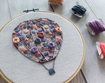Hot Air Balloon Embroidery Kit – DIY Hand Embroidery Craft for Beginners